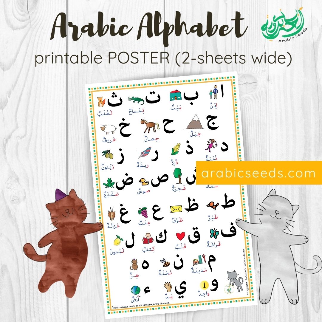 Arabic Alphabet Printable Poster With Illustrated Vocabulary Arabic Seeds Membership